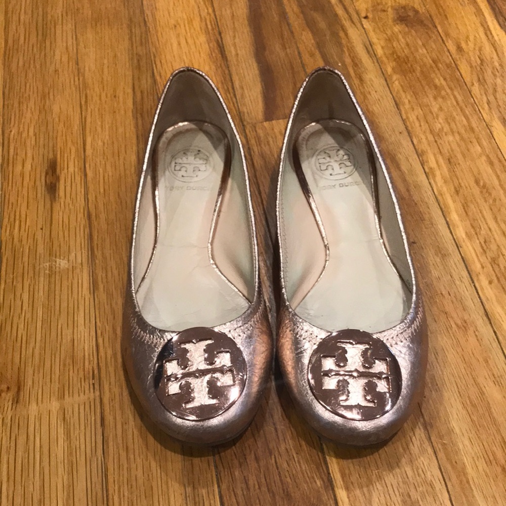 Rose gold Tory Burch ballet flats